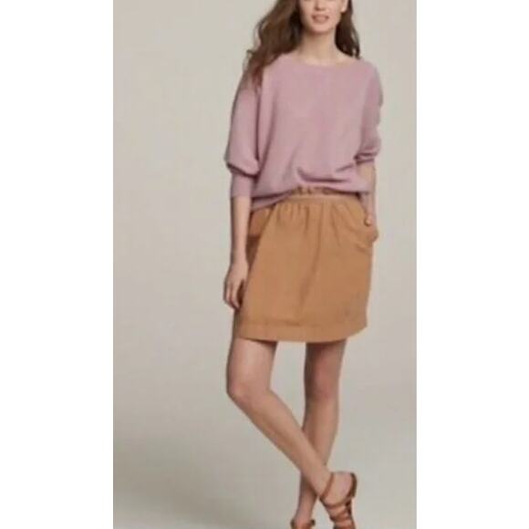 J. CREW Mini Skirt City Sidewalk Pleated Camel Tan Khaki sz 2 Wool Stretch - Picture 1 of 10